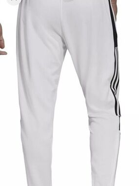 adidas White Kids Sweatpants with Black Side Stripes - XS